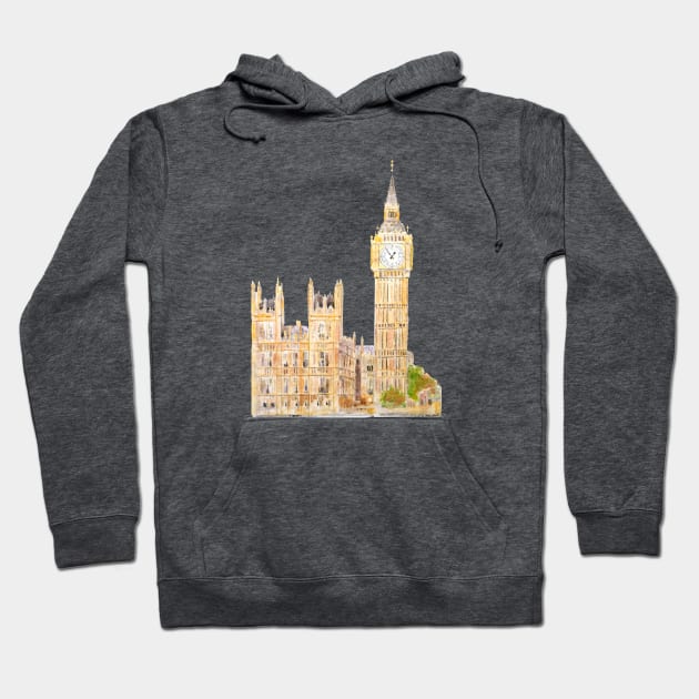 London Big Ben  palace of Westminster watercolor painting Hoodie by colorandcolor